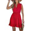 imageCUPSHE Womens Summer Dresses Tie Neck Sleeveless Tiered Ruffle ALine Tunic Mini DressBrilliant Red