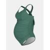 imageCUPSHE Maternity One Piece Swimsuit Scoop Neck Pregnancy Bathing Suit for Women Wide Straps Criss Cross Back Tie RibbedNavy Blue