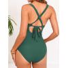 imageCUPSHE Maternity One Piece Swimsuit Scoop Neck Pregnancy Bathing Suit for Women Wide Straps Criss Cross Back Tie RibbedNavy Blue