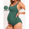 imageCUPSHE Maternity One Piece Swimsuit Scoop Neck Pregnancy Bathing Suit for Women Wide Straps Criss Cross Back Tie RibbedNavy Blue