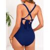 imageCUPSHE Maternity One Piece Swimsuit Scoop Neck Pregnancy Bathing Suit for Women Wide Straps Criss Cross Back Tie RibbedOlive Green