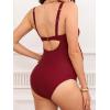 imageCUPSHE Maternity One Piece Swimsuit Square Neck Pregnancy Bathing Suit for Women Ruched Wide Straps Back CutoutBurgundy Red