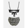 imageCUPSHE Womens Bikini Sets Sweetheart Neck Two Piece Bathing Suit Cutout Textured Adjustable Straps Mid Rise BottomBlackFloral
