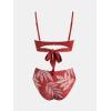 imageCUPSHE Womens Bikini Sets Sweetheart Neck Two Piece Bathing Suit Cutout Textured Adjustable Straps Mid Rise BottomBrick RedTropical