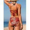 imageCUPSHE Womens Bikini Sets Sweetheart Neck Two Piece Bathing Suit Cutout Textured Adjustable Straps Mid Rise BottomBrick RedTropical