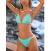 imageCUPSHE Womens Bikini Sets Two Piece Swimsuit V Neck Cut Out Color Block Adjustable Straps Cheeky BottomMint GreenPink