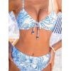 imageCUPSHE Womens Bikini Sets Two Piece Swimsuit V Neck Underwire High Waisted Crisscross Adjustable Straps Back HookWhiteBlue Floral