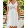 imageCUPSHE Womens Cotton Summer Dresses Causal Halter Backless V Neck Sleeveless Lace Cutout Mini DressWhite