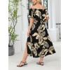 imageCUPSHE Womens Maternity Dresses for Photoshoot Ruffle Off Shoulder Short Sleeve Slit Hem Maxi DressBlack Tropical