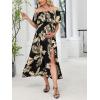 imageCUPSHE Womens Maternity Dresses for Photoshoot Ruffle Off Shoulder Short Sleeve Slit Hem Maxi DressBlack Tropical