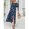 imageCUPSHE Womens Maternity Dresses for Photoshoot Ruffle Off Shoulder Short Sleeve Slit Hem Maxi DressBlue