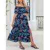 imageCUPSHE Womens Maternity Dresses for Photoshoot Ruffle Off Shoulder Short Sleeve Slit Hem Maxi DressBlue