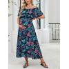 imageCUPSHE Womens Maternity Dresses for Photoshoot Ruffle Off Shoulder Short Sleeve Slit Hem Maxi DressBlue