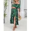 imageCUPSHE Womens Maternity Dresses for Photoshoot Ruffle Off Shoulder Short Sleeve Slit Hem Maxi DressGreen
