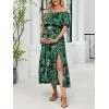 imageCUPSHE Womens Maternity Dresses for Photoshoot Ruffle Off Shoulder Short Sleeve Slit Hem Maxi DressGreen