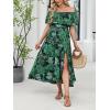 imageCUPSHE Womens Maternity Dresses for Photoshoot Ruffle Off Shoulder Short Sleeve Slit Hem Maxi DressGreen