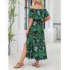 imageCUPSHE Womens Maternity Dresses for Photoshoot Ruffle Off Shoulder Short Sleeve Slit Hem Maxi DressGreen