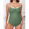 imageCUPSHE Womens Maternity One Piece Swimsuit Adjustable Strap Ruched Shell Stitched Back Cutout Bathing Suit for PregnancyGrey Green