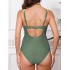 imageCUPSHE Womens Maternity One Piece Swimsuit Adjustable Strap Ruched Shell Stitched Back Cutout Bathing Suit for PregnancyGrey Green