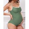 imageCUPSHE Womens Maternity One Piece Swimsuit Adjustable Strap Ruched Shell Stitched Back Cutout Bathing Suit for PregnancyGrey Green