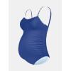 imageCUPSHE Womens Maternity One Piece Swimsuit Adjustable Strap Ruched Shell Stitched Back Cutout Bathing Suit for PregnancyNavy Blue
