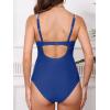 imageCUPSHE Womens Maternity One Piece Swimsuit Adjustable Strap Ruched Shell Stitched Back Cutout Bathing Suit for PregnancyNavy Blue