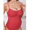 imageCUPSHE Womens Maternity One Piece Swimsuit Adjustable Strap Ruched Shell Stitched Back Cutout Bathing Suit for PregnancyStrawberry Red