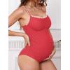 imageCUPSHE Womens Maternity One Piece Swimsuit Adjustable Strap Ruched Shell Stitched Back Cutout Bathing Suit for PregnancyStrawberry Red