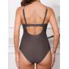 imageCUPSHE Womens Maternity One Piece Swimsuit Adjustable Strap Ruched Shell Stitched Back Cutout Bathing Suit for PregnancyTaupe