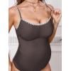 imageCUPSHE Womens Maternity One Piece Swimsuit Adjustable Strap Ruched Shell Stitched Back Cutout Bathing Suit for PregnancyTaupe