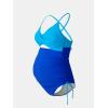 imageCUPSHE Womens Maternity Tankini Sets Two Piece Swimsuit V Neck Front Wrap Cutout Ruched Drawstring Color BlockCobalt Blue