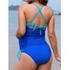 imageCUPSHE Womens Maternity Tankini Sets Two Piece Swimsuit V Neck Front Wrap Cutout Ruched Drawstring Color BlockCobalt Blue