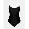 imageCUPSHE Womens One Piece Swimsuit Bathing Suit Scoop Neck Back Tie Shell Stitch Ruched SwimwearBlackBeige