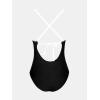 imageCUPSHE Womens One Piece Swimsuit Bathing Suit Scoop Neck Back Tie Shell Stitch Ruched SwimwearBlackBeige