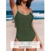 imageCUPSHE Womens One Piece Swimsuit Bathing Suit Scoop Neck Back Tie Shell Stitch Ruched SwimwearGreen