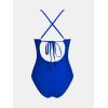 imageCUPSHE Womens One Piece Swimsuit Bathing Suit Scoop Neck Back Tie Shell Stitch Ruched SwimwearRoyal Blue