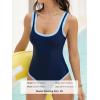 imageCUPSHE Womens One Piece Swimsuit Bathing Suit Scoop Neck Color Block Wide Straps Sporty Swimwear BondedNavy BlueSky Blue