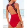 imageCUPSHE Womens One Piece Swimsuit Bathing Suit Tummy Control High Neck Cutout Back Hook Mesh SwimwearCherry Red