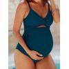 imageCUPSHE Womens One Piece Swimsuit Maternity Wrapped Front Ruched Pregnancy Bathing Suit Back Hook CutoutNavy Blue