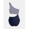 imageCUPSHE Womens One Piece Swimsuit One Shoulder Color Block Side Cutout Ruched Bathing SuitNavyWhite Striped