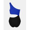 imageCUPSHE Womens One Piece Swimsuit One Shoulder Color Block Side Cutout Ruched Bathing SuitRoyal BlueBlack