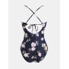 imageCUPSHE Womens One Piece Swimsuit Ruched Tummy Control Twisted Front Cut Out Crisscross Back Tie Adjustable StrapsNavyFloral