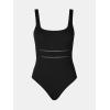 imageCUPSHE Womens One Piece Swimsuit Scoop Neck Textured Bathing Suit Cutouts Low Back Swimwear Wide StrapsBlack
