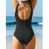imageCUPSHE Womens One Piece Swimsuit Scoop Neck Textured Bathing Suit Cutouts Low Back Swimwear Wide StrapsBlack