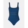 imageCUPSHE Womens One Piece Swimsuit Scoop Neck Textured Bathing Suit Cutouts Low Back Swimwear Wide StrapsNavy Blue