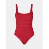 imageCUPSHE Womens One Piece Swimsuit Scoop Neck Textured Bathing Suit Cutouts Low Back Swimwear Wide StrapsRed