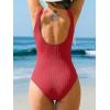 imageCUPSHE Womens One Piece Swimsuit Scoop Neck Textured Bathing Suit Cutouts Low Back Swimwear Wide StrapsRed