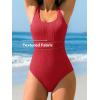 imageCUPSHE Womens One Piece Swimsuit Scoop Neck Textured Bathing Suit Cutouts Low Back Swimwear Wide StrapsRed