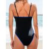 imageCUPSHE Womens One Piece Swimsuit Scoop Neck V Wire Binding Bathing Suit Adjustable Straps Textured FabricDark Blue