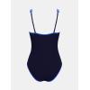 imageCUPSHE Womens One Piece Swimsuit Scoop Neck V Wire Binding Bathing Suit Adjustable Straps Textured FabricDark Blue